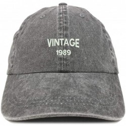 Baseball Caps Small Vintage 1989 Embroidered 31st Birthday Washed Pigment Dyed Cap - Black - CJ18C6RXXGM $25.61