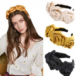 Headbands Cloth Flower Flock Padded Headband Spanish Vintage Style Alice Hair Band Matador Headband (black+beige+ginger) - CI...