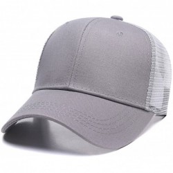 Baseball Caps Custom Women's Ponytail Mesh Adjustable Cap-100% Cotton Baseball Hat Trucker Cap - Gray - CW18H2ZHTOR $18.93