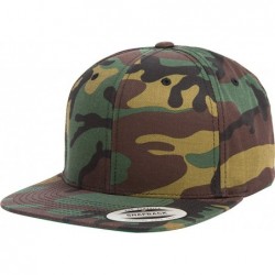 Baseball Caps Yupoong Premium Classic Snapback Hat - Flat Brim- Adjustable Ballcap w/Hat Liner - Green Camo - CU18GYZDA3I $29.95