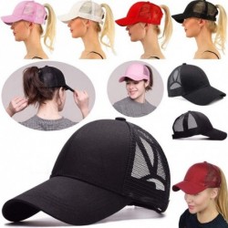 Baseball Caps Ponycap Messy High Bun Ponytail Adjustable Mesh Trucker Baseball Cap Hat for Women - Pink - CK18M0907AT $13.31