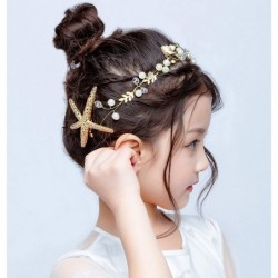 Headbands Women's Girl's Starfish Handband Gold Crystal Jewelry Crown Bridal Wedding Hair Accessories - Gold_Hair Head - CH18...