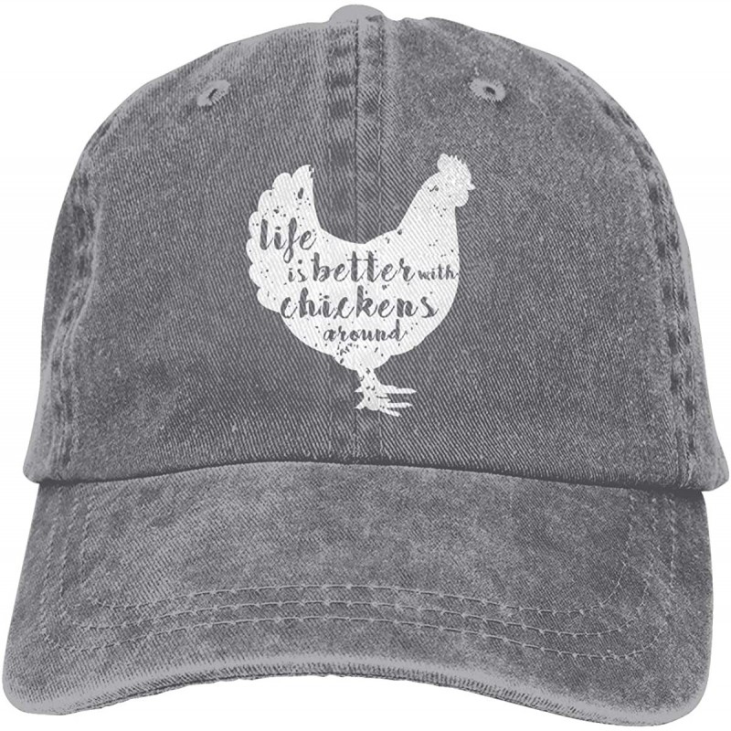 Baseball Caps Life is Better with Chickens Around Vintage Adjustable Ponytail Cowboy Cap Gym Caps for Female Women Gifts - Gr...