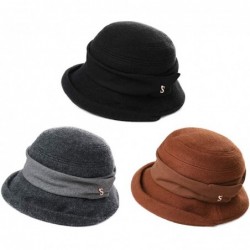 Bucket Hats Womens Winter Bucket Derby Gatsby Vintage 1920s Round Bowler Church Hat Fall 55-59cm - 99727-grey - C318IIER5RZ $...
