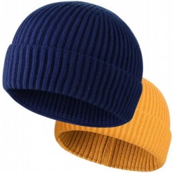 Skullies & Beanies Swag Wool Knit Cuff Short Fisherman Beanie for Men Women- Winter Warm Hats - 2pcs-r-red+yellow - CZ194K28O...