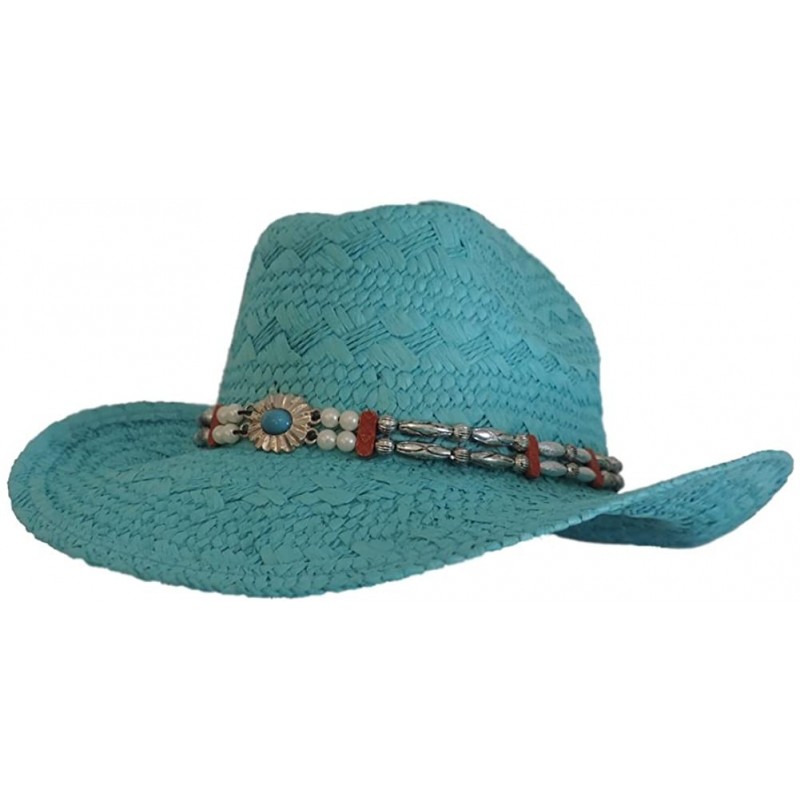 Sun Hats Aqua Turquoise Toyo Cowgirl Western Hat - CU11KRNWBP9 $49.98