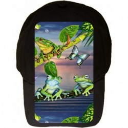 Baseball Caps Butterflies & Frogs Living Together 100% Cotton Black Adjustable Cap Hat - CN11H2ST8RL $23.82