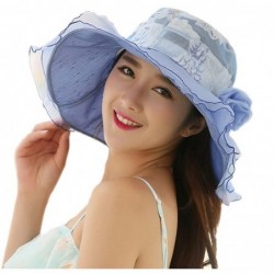 Sun Hats Womens Kentucky Derby Hats Summer Anti-UV Lace Flounce Sun Hats Wide Brim - Blue - CD12O2ZVSE8 $73.07