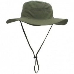 Sun Hats Outdoor Mesh Boonie Hat Outdoor UPF 50+ Wide Brim Sun Hat Windproof Fishing Hats - Army Green - CW18TA5OOGK $26.81