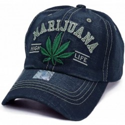 Baseball Caps High Life Marijuana Leaf Weed Design 420 Unstructured Dad Hat Baseball Cap - Denim Blue - C318N9I4AYQ $18.20