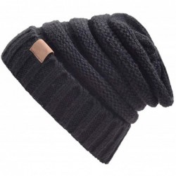 Skullies & Beanies Womens Knit Slouchy Beanie Hats Winter Thick Soft Warm Skull Ski Cap - Black - C6194KW479C $19.11