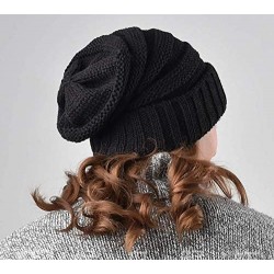 Skullies & Beanies Womens Knit Slouchy Beanie Hats Winter Thick Soft Warm Skull Ski Cap - Black - C6194KW479C $13.43