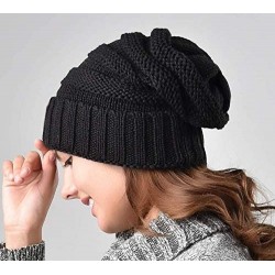 Skullies & Beanies Womens Knit Slouchy Beanie Hats Winter Thick Soft Warm Skull Ski Cap - Black - C6194KW479C $13.43