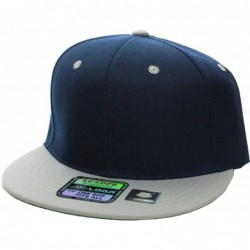 Baseball Caps Classic Flat Bill Visor Blank Snapback Hat Cap with Adjustable Snaps - Navy-gray - CK1863TEKKI $21.79