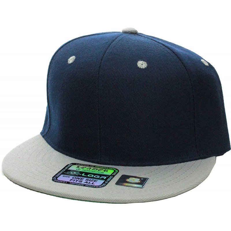 Baseball Caps Classic Flat Bill Visor Blank Snapback Hat Cap with Adjustable Snaps - Navy-gray - CK1863TEKKI $14.86