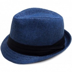 Fedoras Men/Women's Classy Vintage Fedora Hat - Navy - CA184X0O2KG $31.26