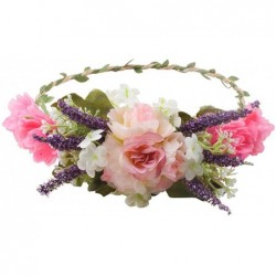 Headbands Flower Wreath Headband Halo Floral Crown Garland Headpiece with Adjustable Ribbon Wedding Festival Party - 64 - C71...