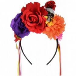 Headbands Day of The Dead Headband Costume Rose Flower Crown Mexican Headpiece BC40 - Multicolored Crown - CK18CU3KOWN $25.17