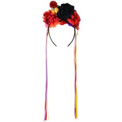 Headbands Day of The Dead Headband Costume Rose Flower Crown Mexican Headpiece BC40 - Multicolored Crown - CK18CU3KOWN $18.71