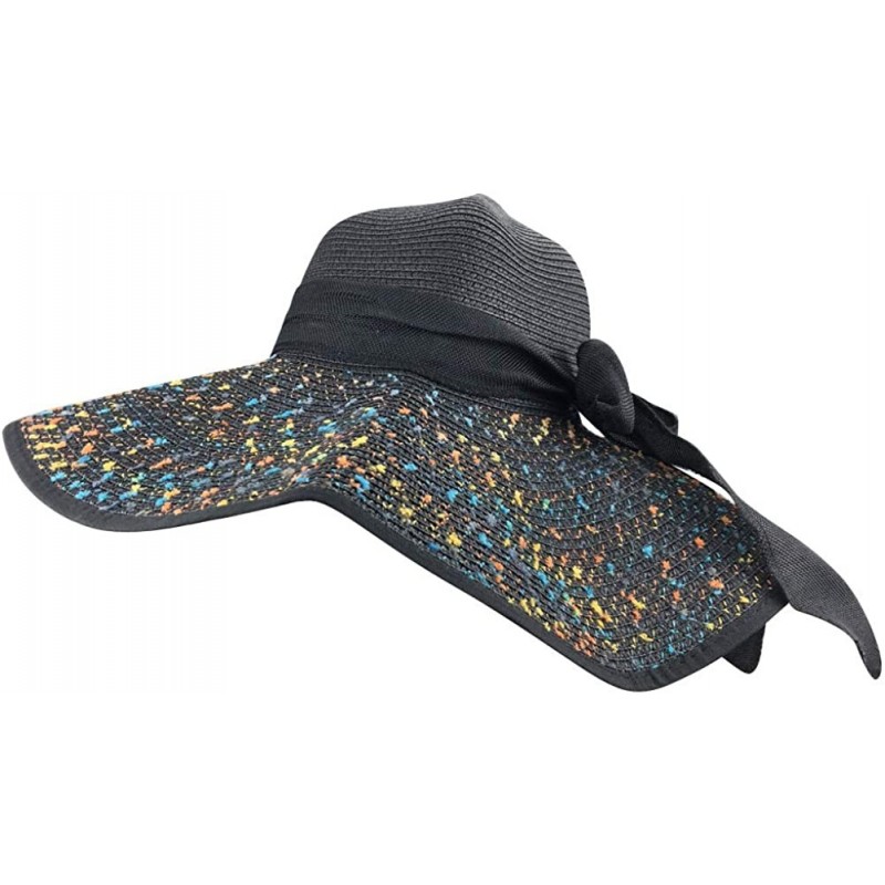 Sun Hats Women Summer Spekel Flap Cover Cap Staw Large Brim UPF 50+ Sun Shade Hat - Black - CT17YIIEGHR $17.00