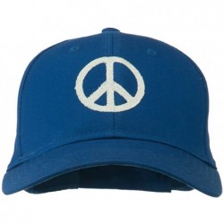 Baseball Caps Peace Symbol Embroidered Cotton Twill Cap - Royal - CJ11RNPMVBN $27.19