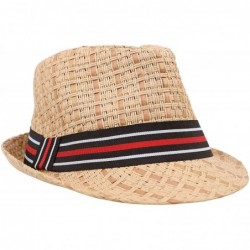 Fedoras Men/Women's Summer 2 Tone Colored Trilby Straw Fedora Hat - Brown/Stripe - C01808Q0UW5 $31.94