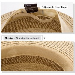 Fedoras Fedora Straw Fashion Sun Hat Packable Summer Panama Beach Hat Men Women 56-62CM - CO12DPQA9U7 $28.77