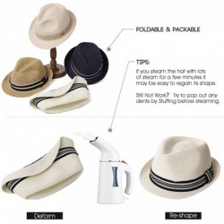 Fedoras Fedora Straw Fashion Sun Hat Packable Summer Panama Beach Hat Men Women 56-62CM - CO12DPQA9U7 $28.77