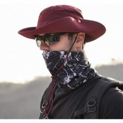 Sun Hats Men's Outdoor Waterproof Fishing Hat UPF 50+ Bucket Sun Hat Mesh Sun Block Cap - Wine Red - CE18S5K8UNE $15.99