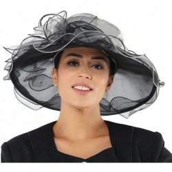 Sun Hats Women Hats Summer Big Hat Wide Brim Top Flower White Black - Silver - C218CNWZU9N $46.72