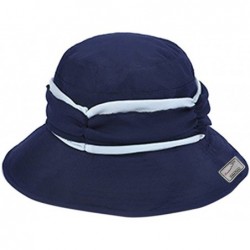 Bucket Hats Womens Summer Veil Wide Brim Hats Chiffon Foldable Bucket Hat UPF 50+ - Navy Blue - C512I2P9ZYN $32.03