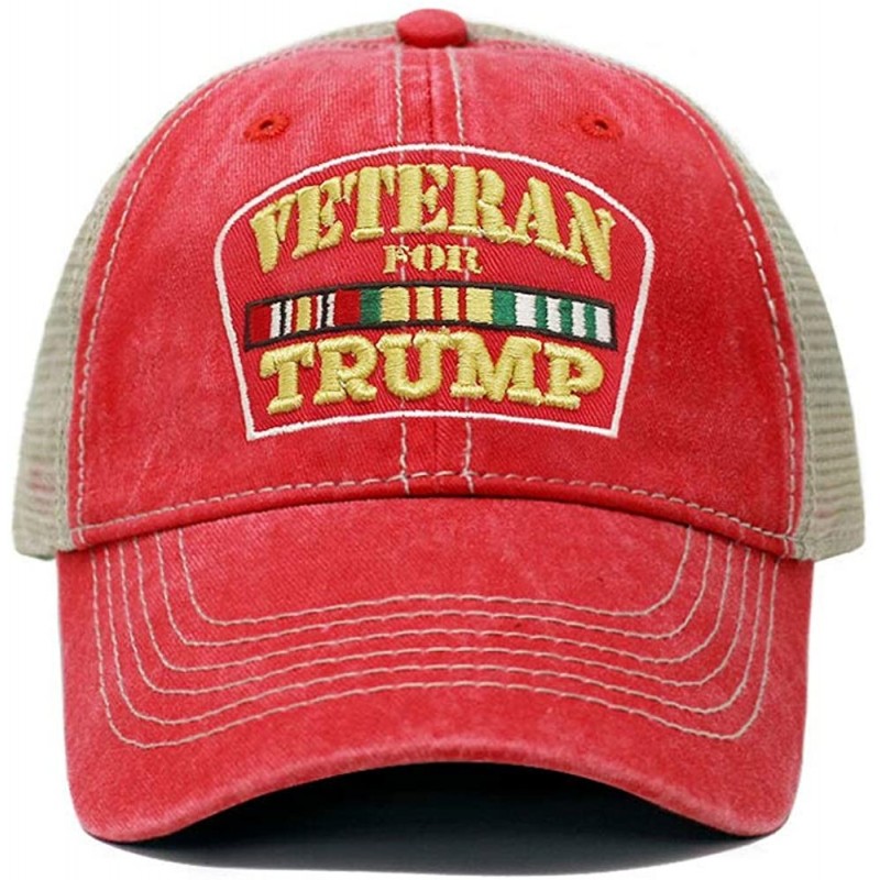 Baseball Caps Veterans for Trump Dad Hat Vintage Trucker Cap Handwashed Cotton Baseball Cap TC101 TC102 - Tc101 Red - C218OYW...