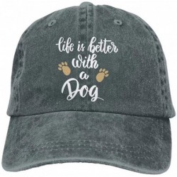 Skullies & Beanies Life is Better with A Dog Vintage Sun Hats Travel Sunscreen Baseball Caps for Men Women - Deep Heather - C...