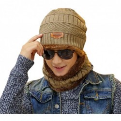 Skullies & Beanies 2-Pieces Unisex Knitted Beanie Hat Neck Scarf Set Fleece Warm Winter Warm Windproof Skull Cap Multi Colors...