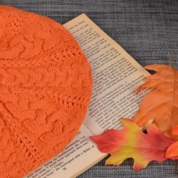 Skullies & Beanies Soft Lightweight Crochet Beret for Women Solid Color Beret Hat - One Size Slouchy Beanie - Orange - CM18KC...