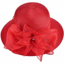Sun Hats Womens Kentucky Derby Floral Wide Brim Church Dress Sun Hat A323 - Red - C012EEHXKYT $30.73