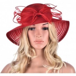 Sun Hats Womens Kentucky Derby Floral Wide Brim Church Dress Sun Hat A323 - Red - C012EEHXKYT $20.49