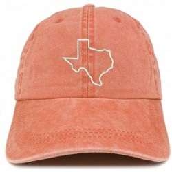 Baseball Caps Texas State Outline Embroidered Washed Cotton Adjustable Cap - Orange - CQ18KCSH8GS $34.25