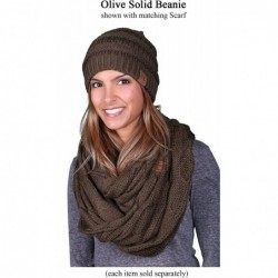 Skullies & Beanies Solid Ribbed Beanie Slouchy Soft Stretch Cable Knit Warm Skull Cap - Olive - C2126VPQYN1 $18.39