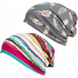 Skullies & Beanies Print Flower Cap Cancer Hats Beanie Stretch Casual Turbans for Women - Gray+red - CW18DN9KD2Z $29.00
