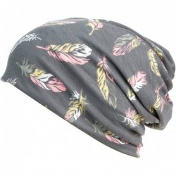 Skullies & Beanies Print Flower Cap Cancer Hats Beanie Stretch Casual Turbans for Women - Gray+red - CW18DN9KD2Z $20.86