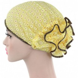 Skullies & Beanies Cancer Chemo Hat Flower Beanie Scarf Ethnic Cloth Print Turban Bonnet India Hat Handwear - A---yellow - CW...