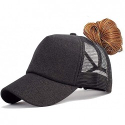 Baseball Caps Adjustable Ponytail Messy Buns Sequined Baseball Hat - Black - CK18ORKTU4E $28.95