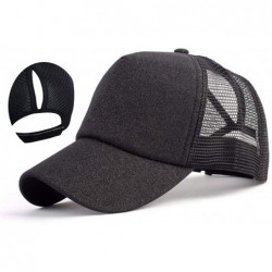 Baseball Caps Adjustable Ponytail Messy Buns Sequined Baseball Hat - Black - CK18ORKTU4E $20.12