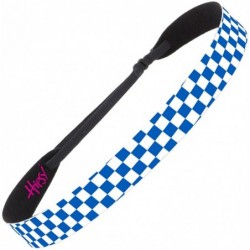 Headbands Women's Adjustable NO SLIP Checkerboard Wide Fashion Headband Multi Gift Packs - Wide Blue & White - CE12EUKGZZB $2...