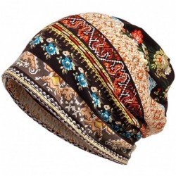 Skullies & Beanies Scarves-Unisex Print Hat Ruffle Cancer Hat Beanie Collar Turban Head Wrap Cap - B - C218C63Y097 $12.95