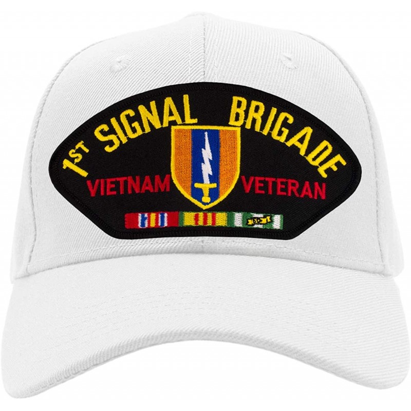 Baseball Caps 1st Signal Brigade - Vietnam War Veteran Hat/Ballcap Adjustable One Size Fits Most - White - CH18OXZ34OT $30.14