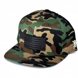 Baseball Caps USA 'Midnight Glory' Dark Leather Patch Classic Snapback Hat - One Size Fits All - Camo - C918IGOMQ6E $70.49