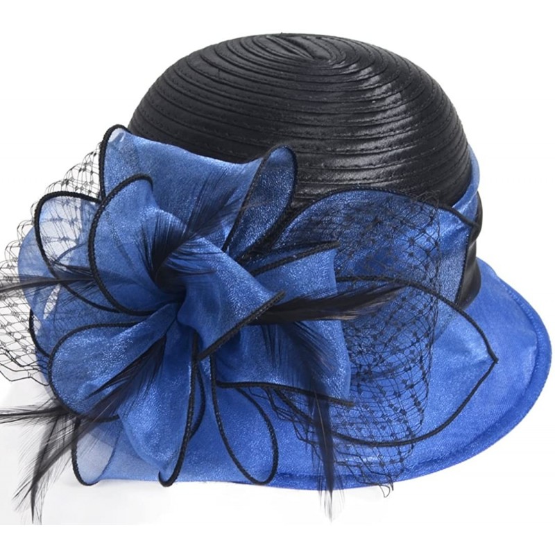 Sun Hats Kentucky Derby Dress Church Cloche Hat Sweet Cute Floral Bucket Hat - Blue - CC17Y020LL6 $32.36