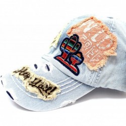 Baseball Caps Y'all- Happy Camper- Wild Free Multi-Patch Embroidered Adjustable Cap - Light Denim - CP17YZOMUH5 $20.74